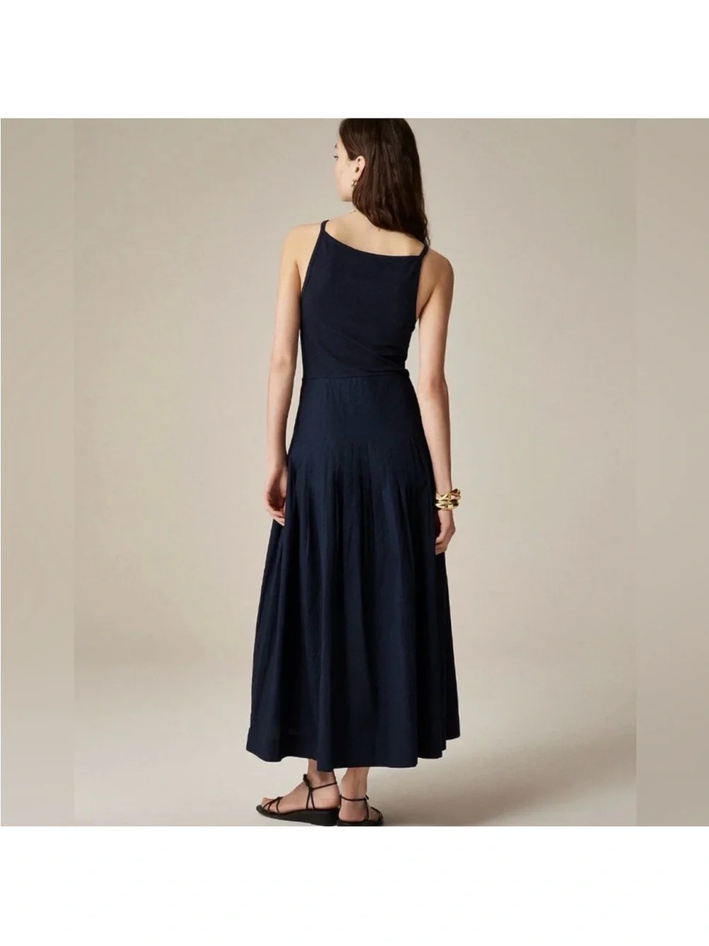 J. Crew Pintuck mixy dress Navy Sleeveless Maxi Skirt Dress